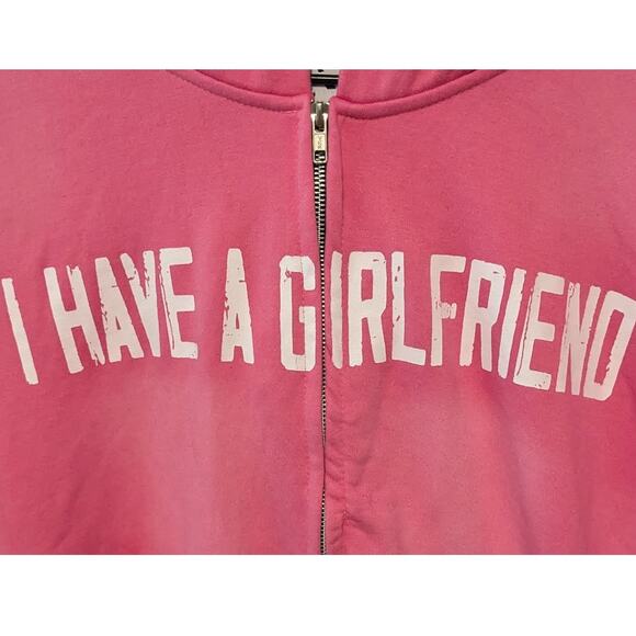"I Have A Girlfriend" Pink Adults Hoodie Size XL - Picture 3 of 6